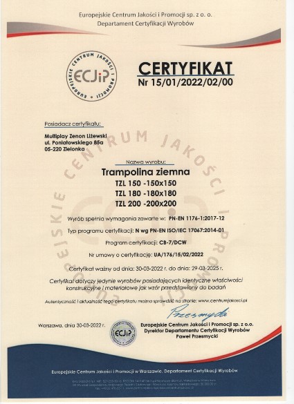Certyfikaty trampoliny