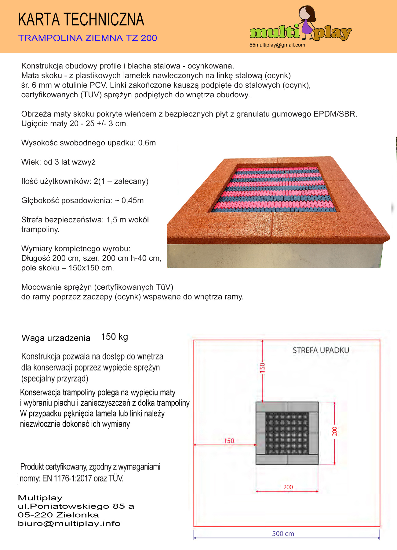 Karta techniczna - Trampolina 200